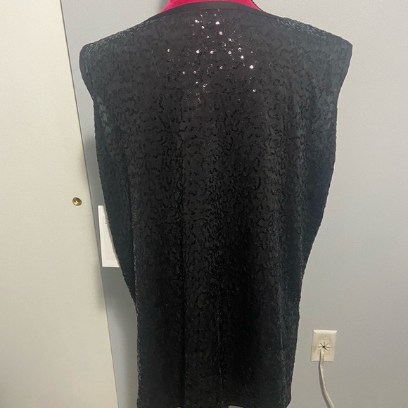 Caroline rose black sequin blouse cardigan set 1X - Picture 9 of 11